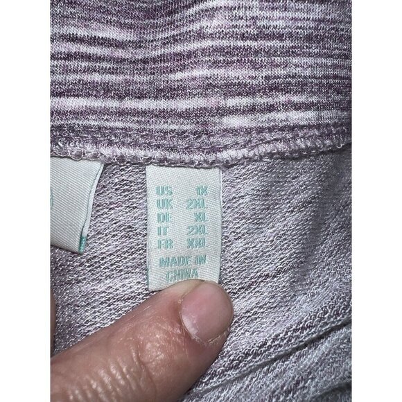 LOGO LOUNGE Womens Heather Purple Wide Leg Pull On Capri Pants Sz 1X - Picture 8 of 10